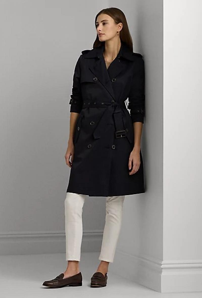 Double breasted trench coat in cotton blend Blue<br />(<strong>Lauren ralph lauren</strong>)